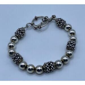 Clean Girl Quiet Luxury Silver Pearl & Textured Beads Tennis Bracelet